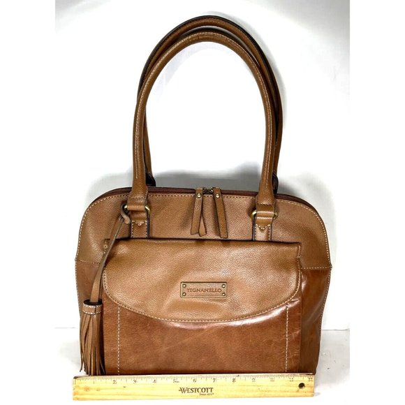Tignanello Large Brown Leather Shoulder Bag - Lightly Distressed - Picture 8 of 12